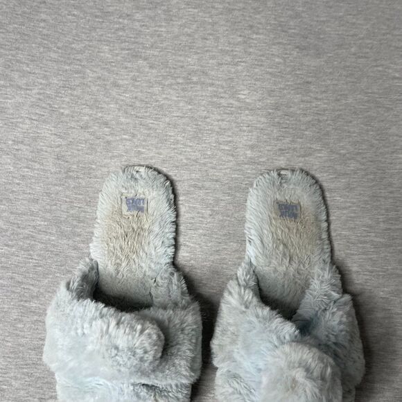 Victoria’s Secret Pompom Faux Fur Plush Open Toe House Slipper Slides - Picture 9 of 10